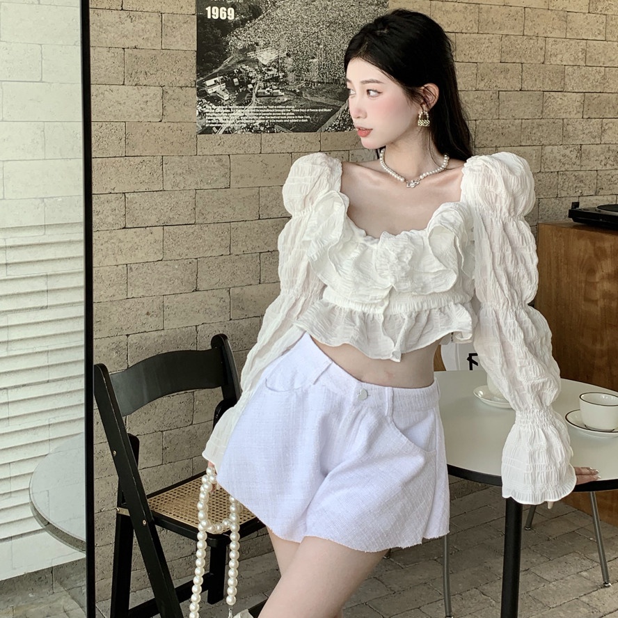 Áo Croptop Tay Dài Thiết Kế Quyến Rũ Hợp Thời Trang