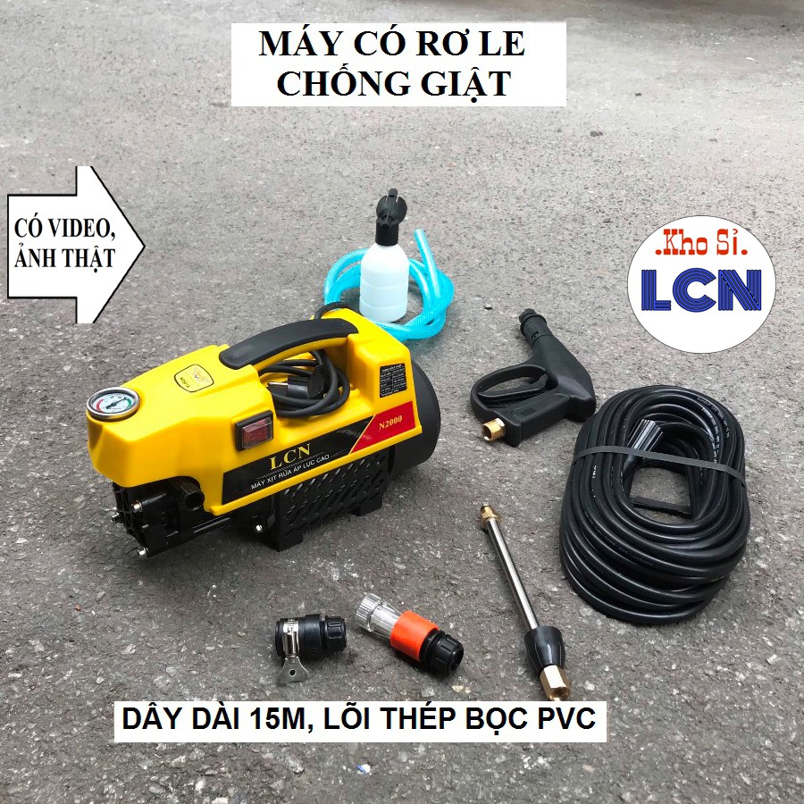 Máy Rửa Xe Gia Đình LCN FREESHIP5 Dây Đồng Hàng Loại 1 Chính Hãng. Máy Rửa Xe Mini Máy Xịt Rửa Xe [Chuyên sỉ]