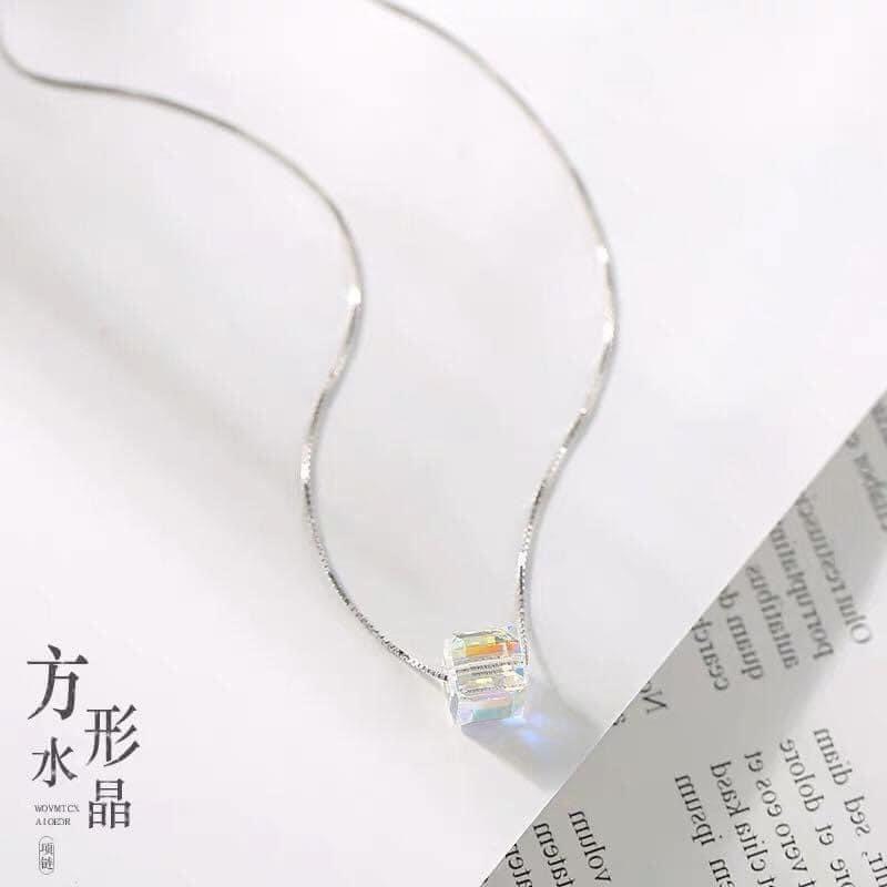 Dây chuyền nữ bạc thật mặt đá lập phương sáng đẹp - Kho sỉ bạc Nhất Linh