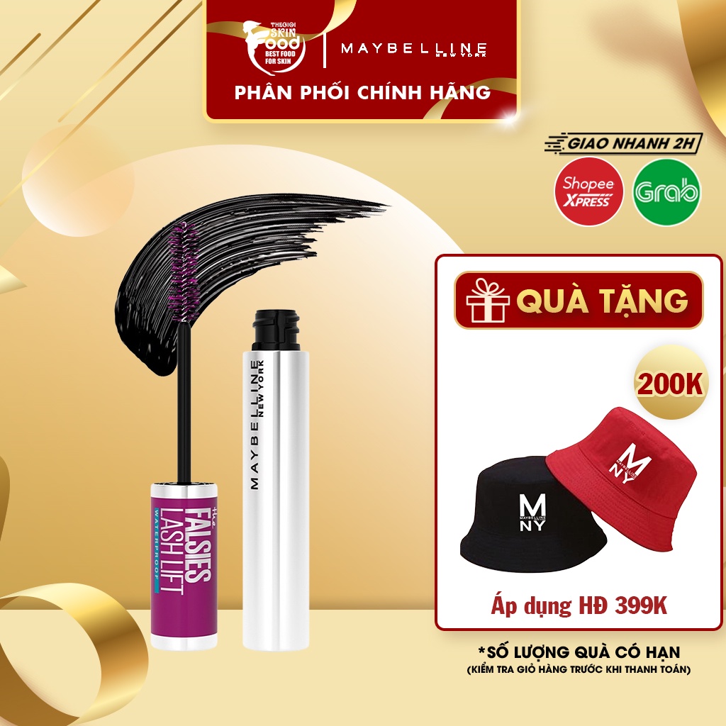 Mascara Uốn Mi, Làm Dài Và Dày Mi Tức Thì Maybelline The Falsies Lash Lift Waterproof - Very Black 8.6ml