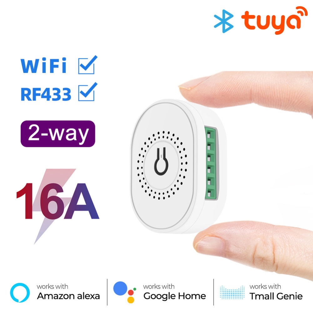 Công Tắc Thông Minh 16A MINI Wifi + RF433 MHZ Hỗ Trợ 2 Chiều Điều Khiển 4 Gia Đình Tương Thích Với Tuya Alexa Google Home