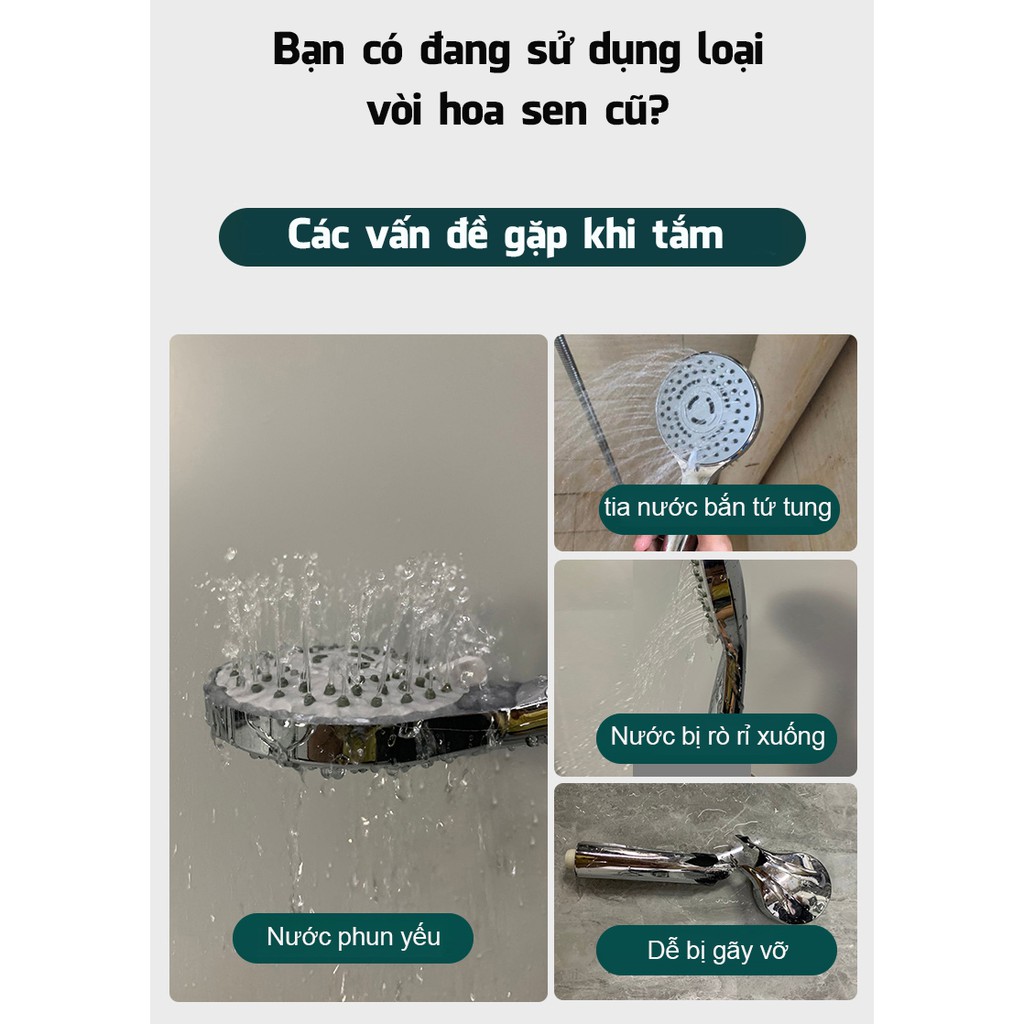 Vòi Hoa Sen Tăng Áp Có Lõi Lọc Khoáng 3 Chế Độ Nước Tắm Nóng Lạnh và Phung Sương Masage Thư Giãn VS001