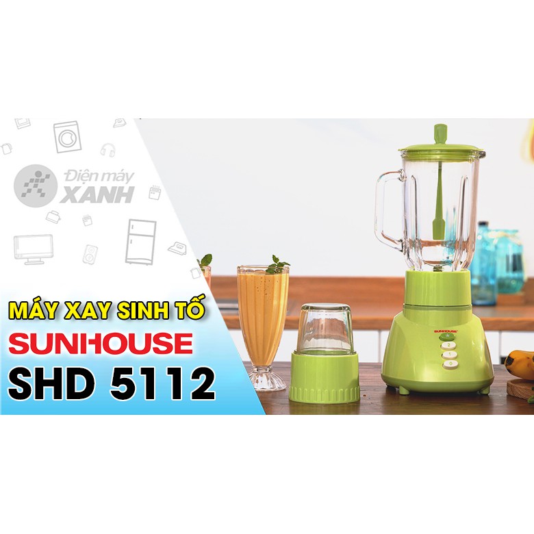 Máy Xay Sinh Tố Đa Năng Sunhouse SHD5112, Máy Xay Sinh Tố Giúp Việc Pha Chế Rau Củ Quả, Sinh Tố, Sữa Dễ Dàng