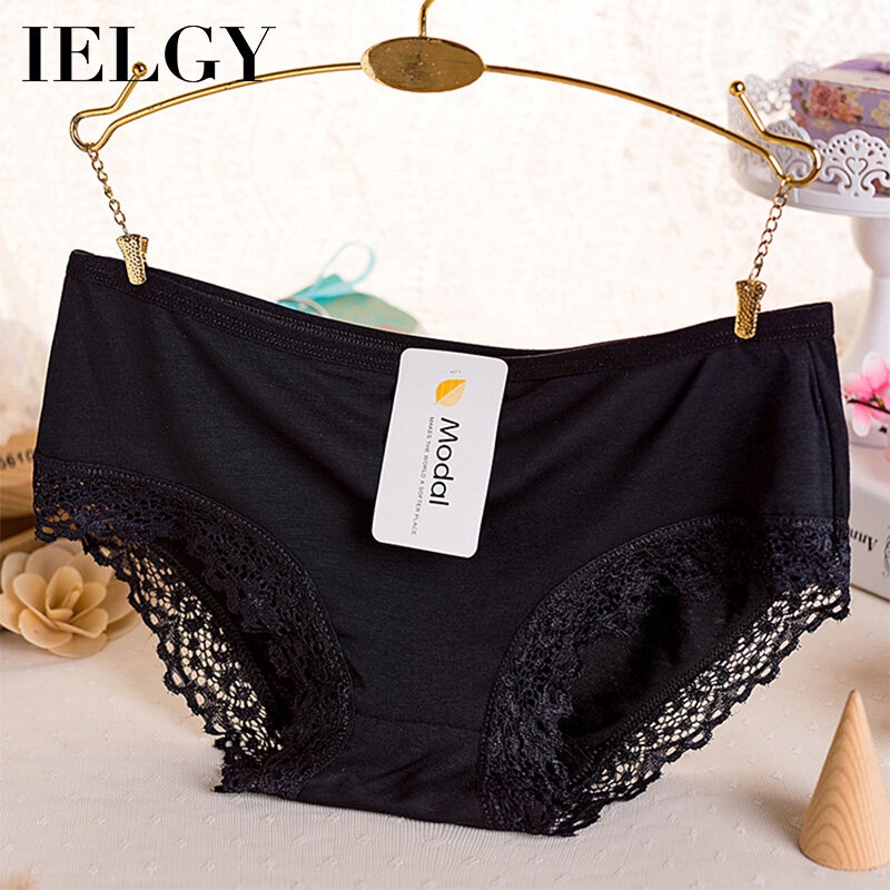 IELGY Quần Lót Tam Giác Lưng Thấp Màu Trơn Phối Ren Quyến Rũ Cho Nữ