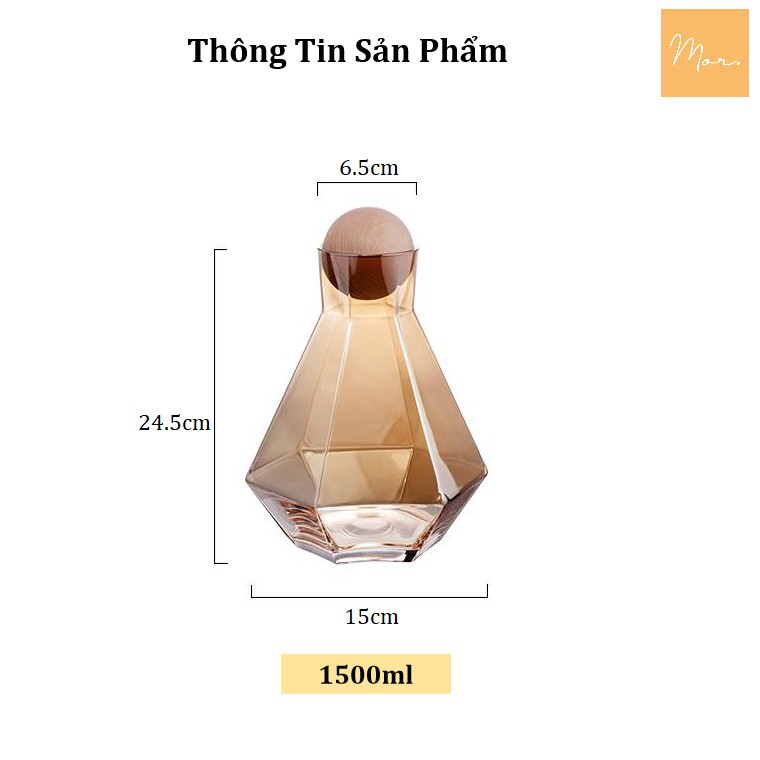 Bình nước thủy tinh kim cương - 1.3L