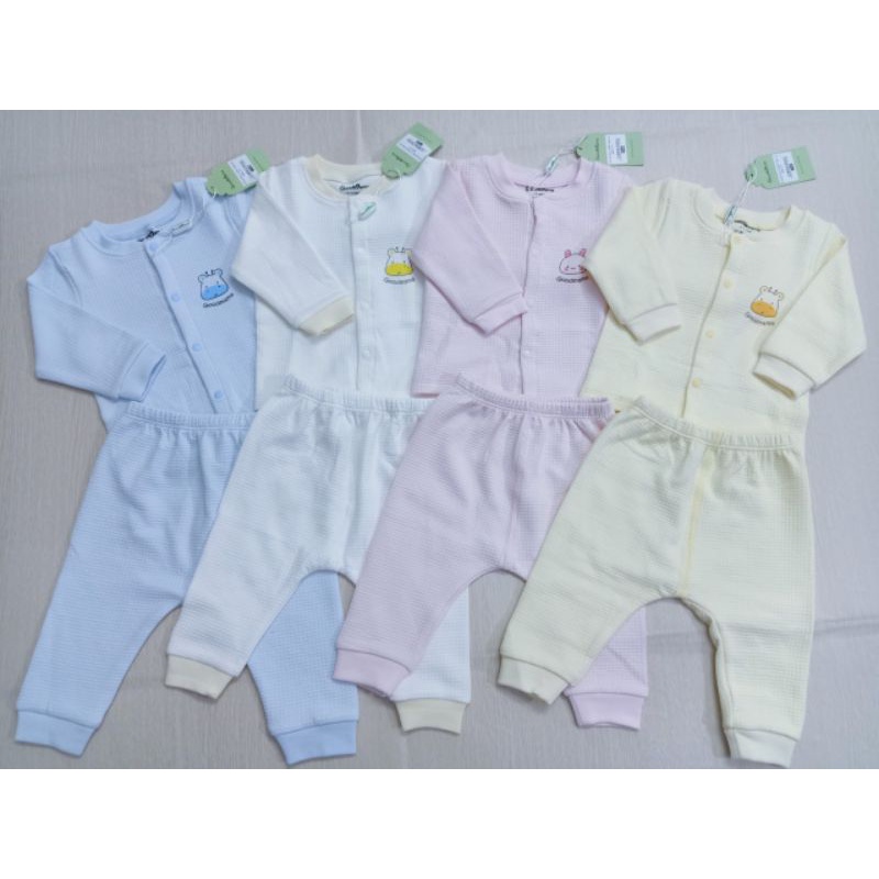 Goodmama - Bộ thu đông cotton dày dệt 2 lớp mềm ấm cho bé 3-7kg