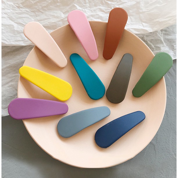 Set 20 kẹp bấm trơn màu pastel túi zip hoa cúc (giọt nước, chữ nhật)