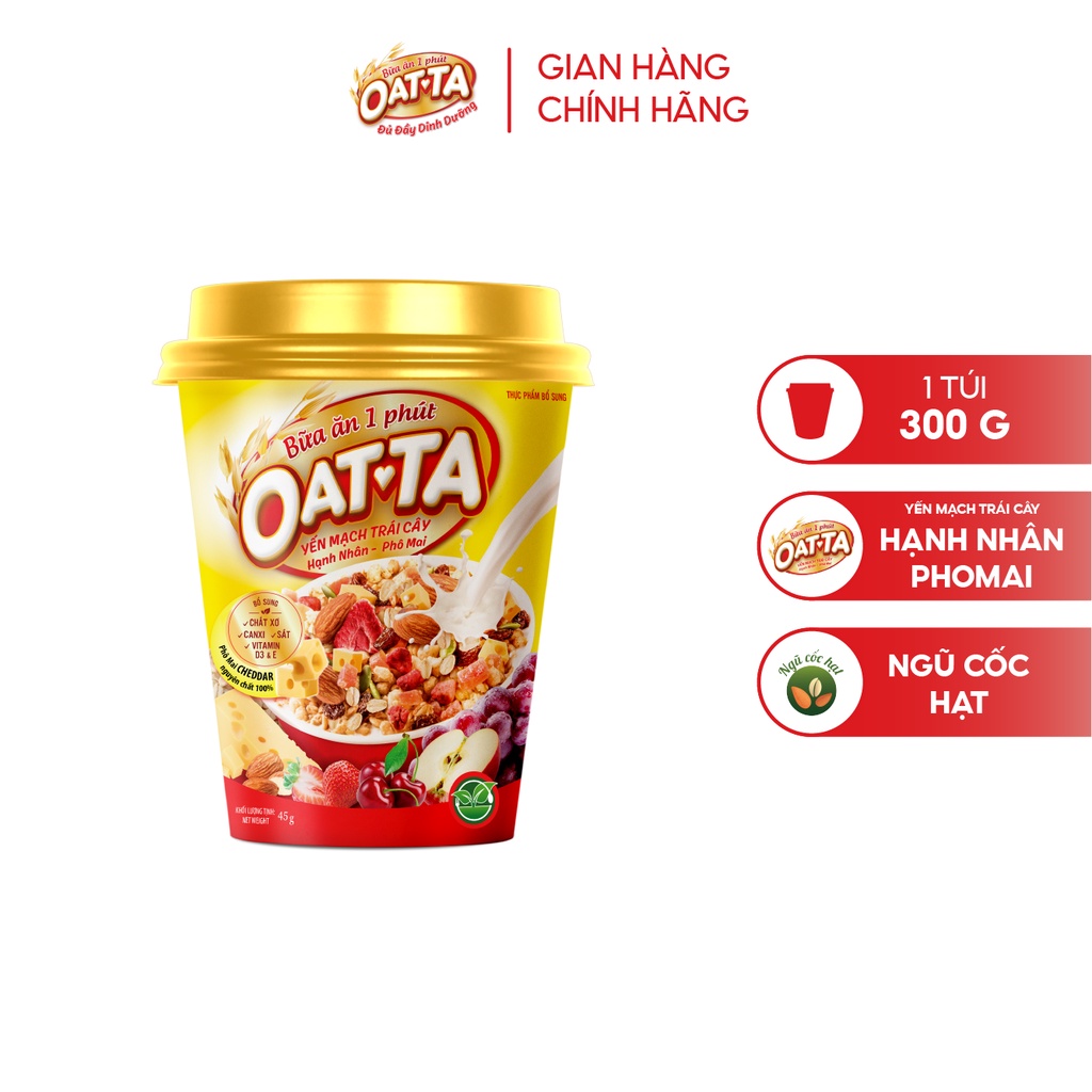 Yến mạch trái cây Oatta Hạnh nhân - Phô mai 45g