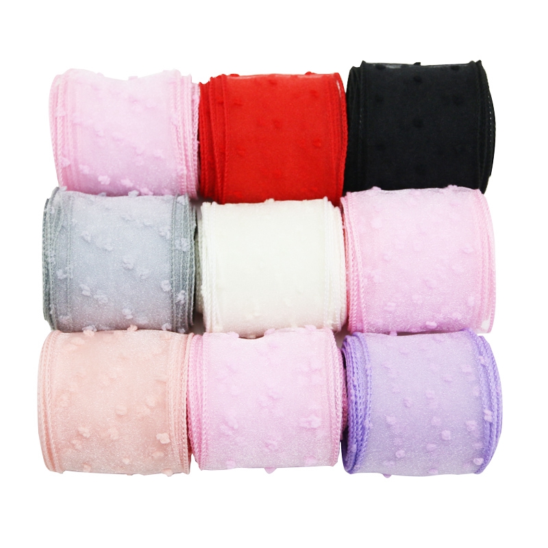 Dây Ruy Băng Họa Tiết Chấm Bi Dài 50mm Dài 5 Yards Dùng Trang Trí Phụ Kiện