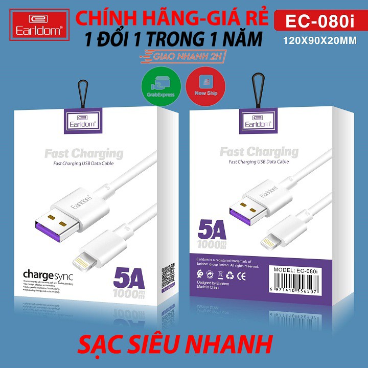 Dây cáp sạc siêu nhanh 5A Chính Hãng Earldom 1M EC-080 (BH 12 Tháng)