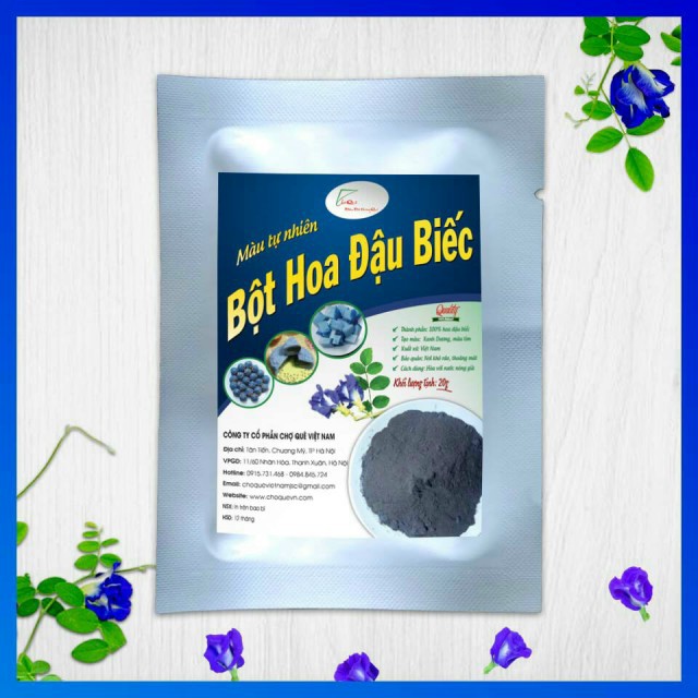 BỘT HOA ĐÂU BIẾC NGUYÊN CHẤT TẠO MẦU TỰ NHIÊN (MÀU XANH DUONG) GÓI 10G