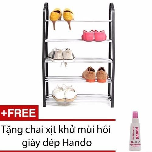 Kệ để giày dép 5 tầng tiện dụng + + Tặng chai xịt khử mùi hôi giày dép hando TI353 (Đen)