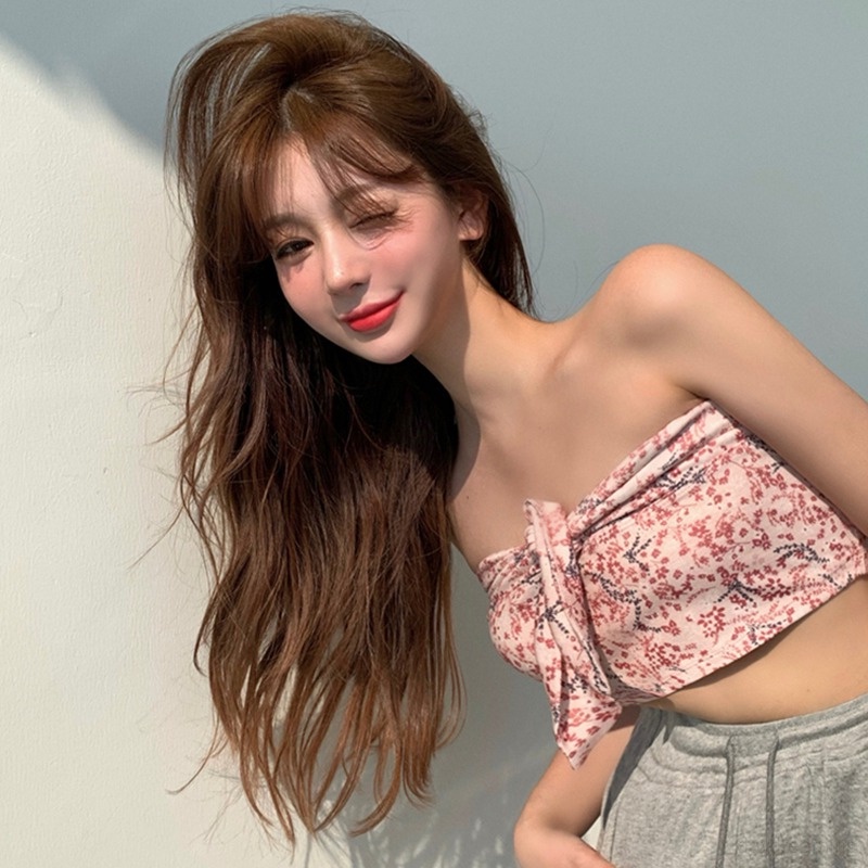 Áo Ống Hở Vai In Họa Tiết Phong Cách Hàn Quốc