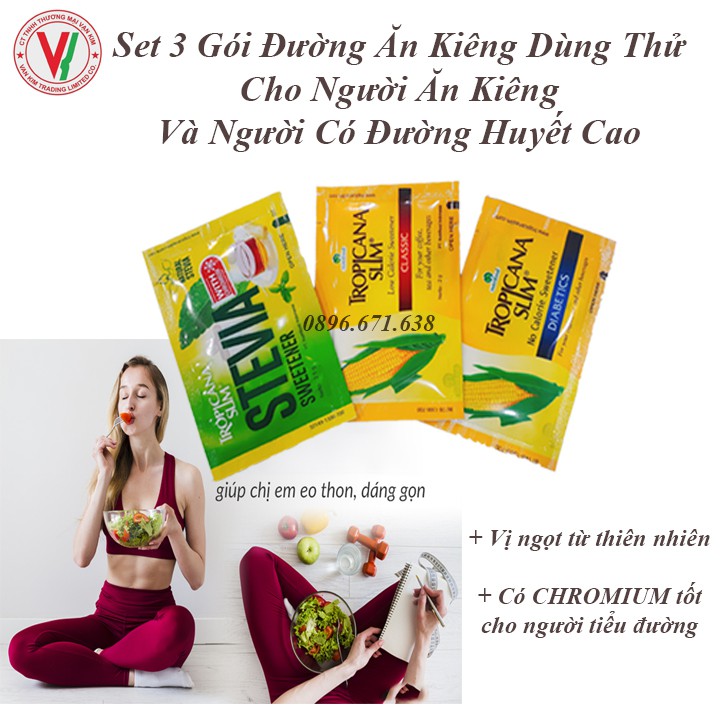 Set 3 Gói Đường Ăn Kiêng Tropicana Slim  Vị Ngọt Chiết Xuất Từ Thiên Nhiên An Toàn Cho Người Ăn Kiêng, Người Tiểu Đường