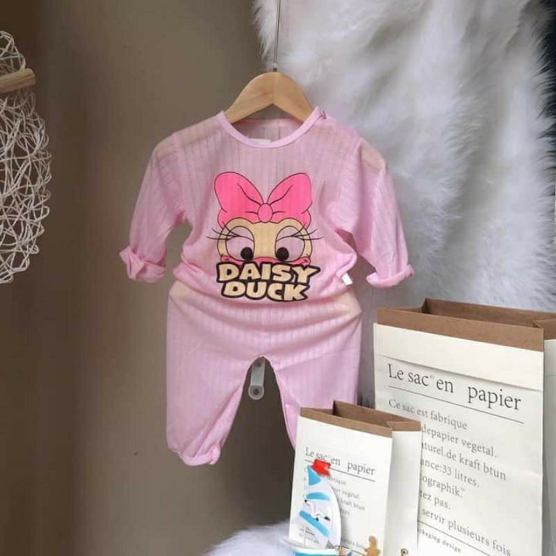 Bộ cotton giấy màu cài vai dày tay cho bé trai bé gái