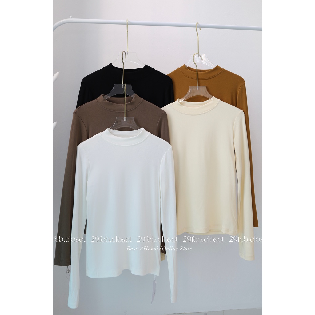 Áo thun zip cổ 3 phân dài tay co giãn - 29feb.closet - A134
