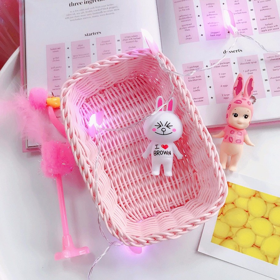 Giỏ nhựa đựng đồ đa năng, đựng đồ dùng học tập, decor đồ văn phòng cực cute