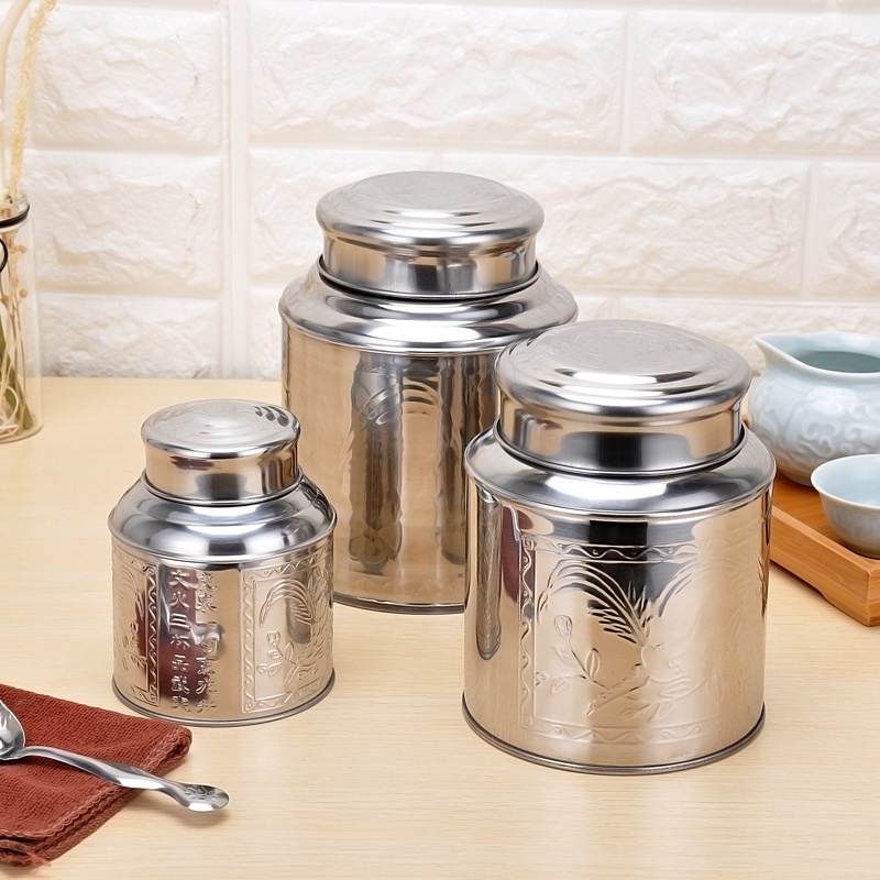 Thùng Đựng Lá Trà Bằng Thép Không Gỉ Dày Dặn Kích Thước Nhỏ Thông Dụng
