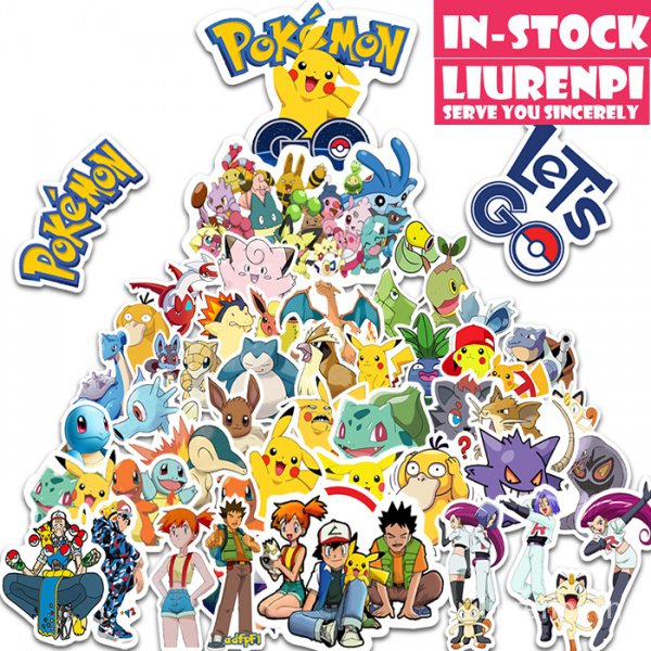 50PCS Pokémon Cartoon Stickers Luggage Notebook Computer Cellphone Hand Account Waterproof Graffiti Stickers