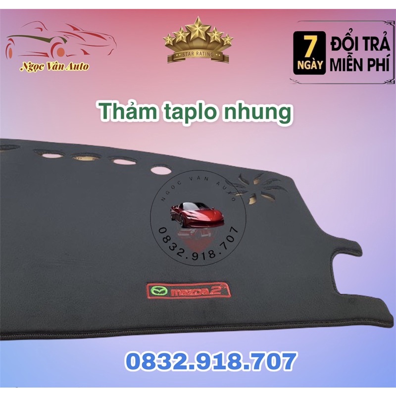 Thảm Taplo nhung Mazda 2 2015 - 2021 nhung lông cừu 3 lớp có chống trượt