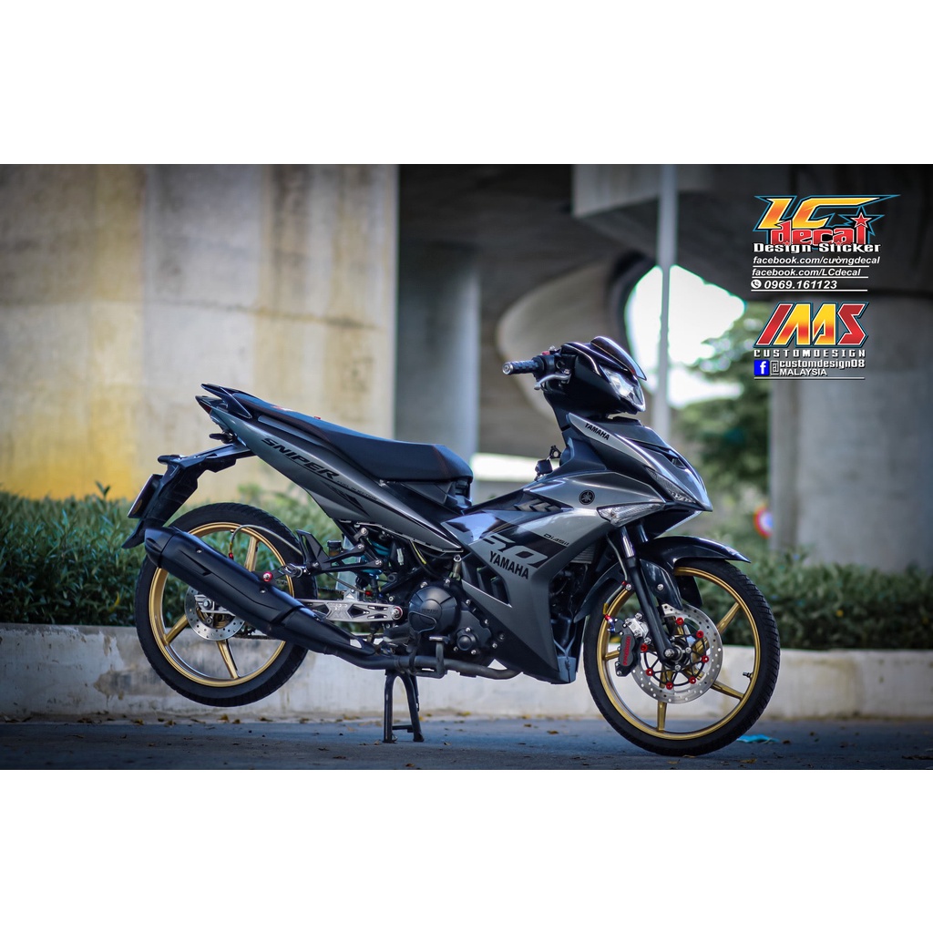 Tem rời exciter 150 Sniper đen xám in trong
