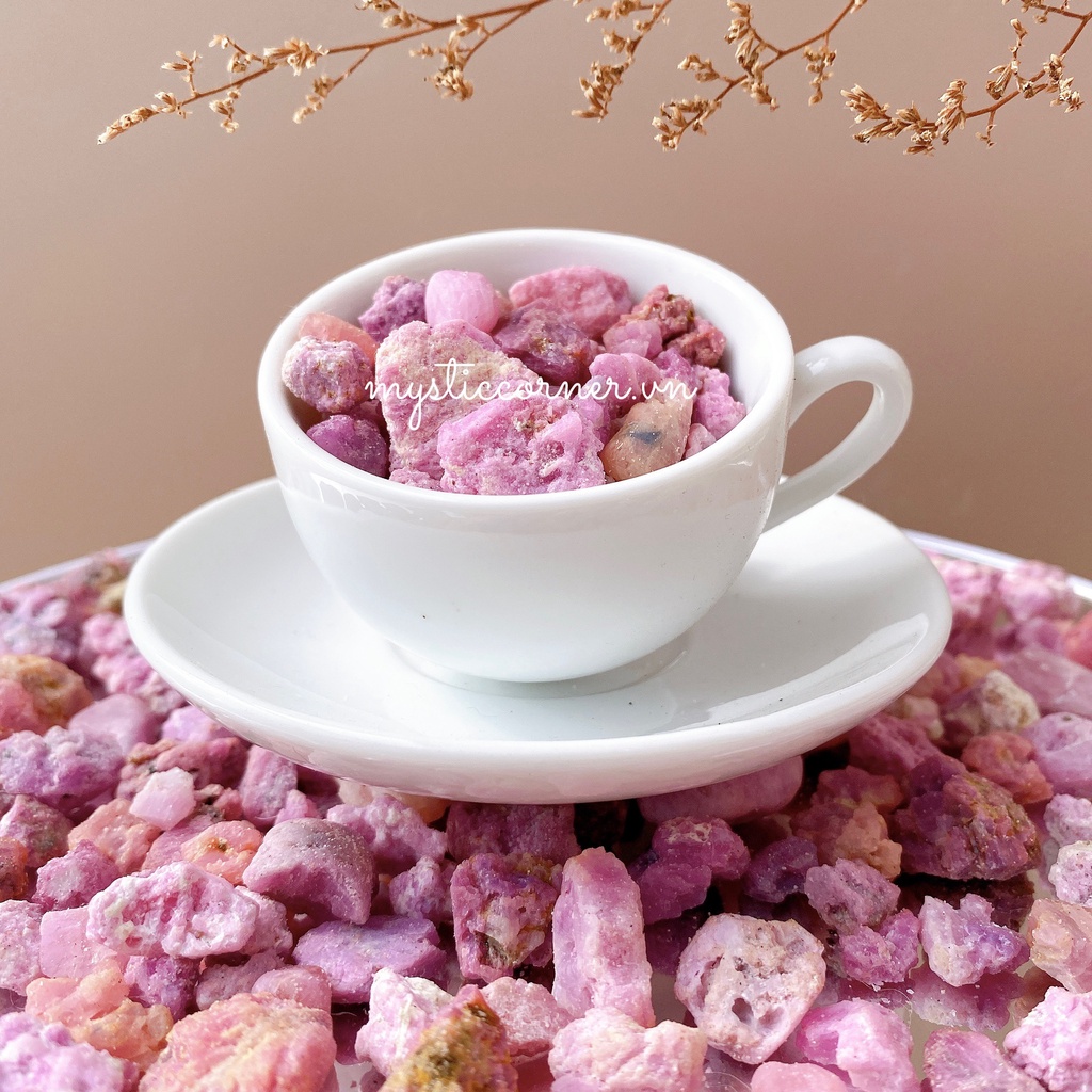 Vụn thô đá thanh tẩy Ruby tự nhiên dùng trong Tarot, thiền định, Reiki, Phong thủy