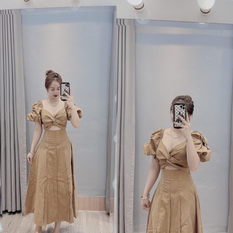 Váy xoắn ngực khoét bụng siêu hot