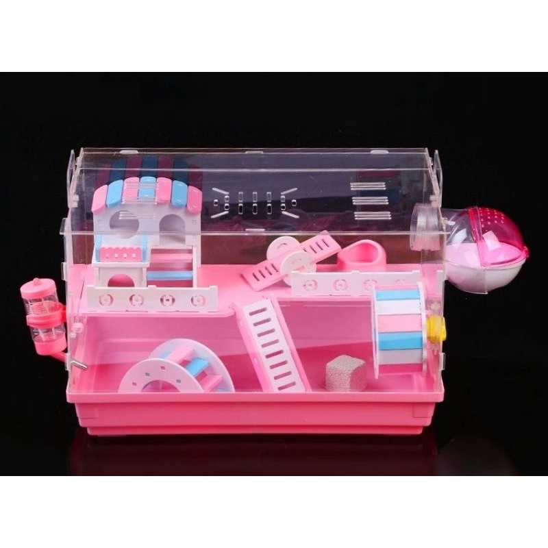 Lồng mika lắp ráp khay nhựa full phụ kiện size 47*30*30 cho hamster