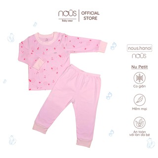 Bộ Quần Áo Cài Vai Dài Nous Petit Hồng Nhạt Size Từ 12-18 Tháng Đến 18-24 Tháng)