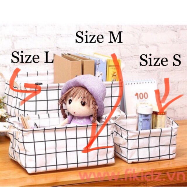 Size M Giỏ vải hộp đựng đồ 32x22x14cm