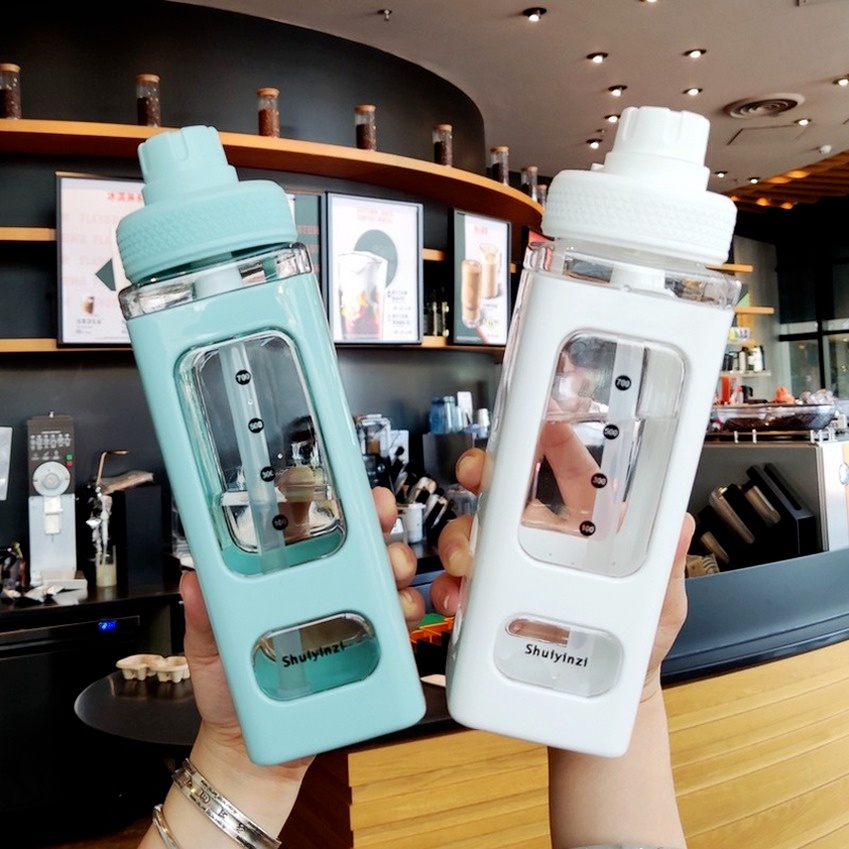 Bình Nước Nhựa Hình Vuông Chịu Nhiệt Độ Cao 900ml