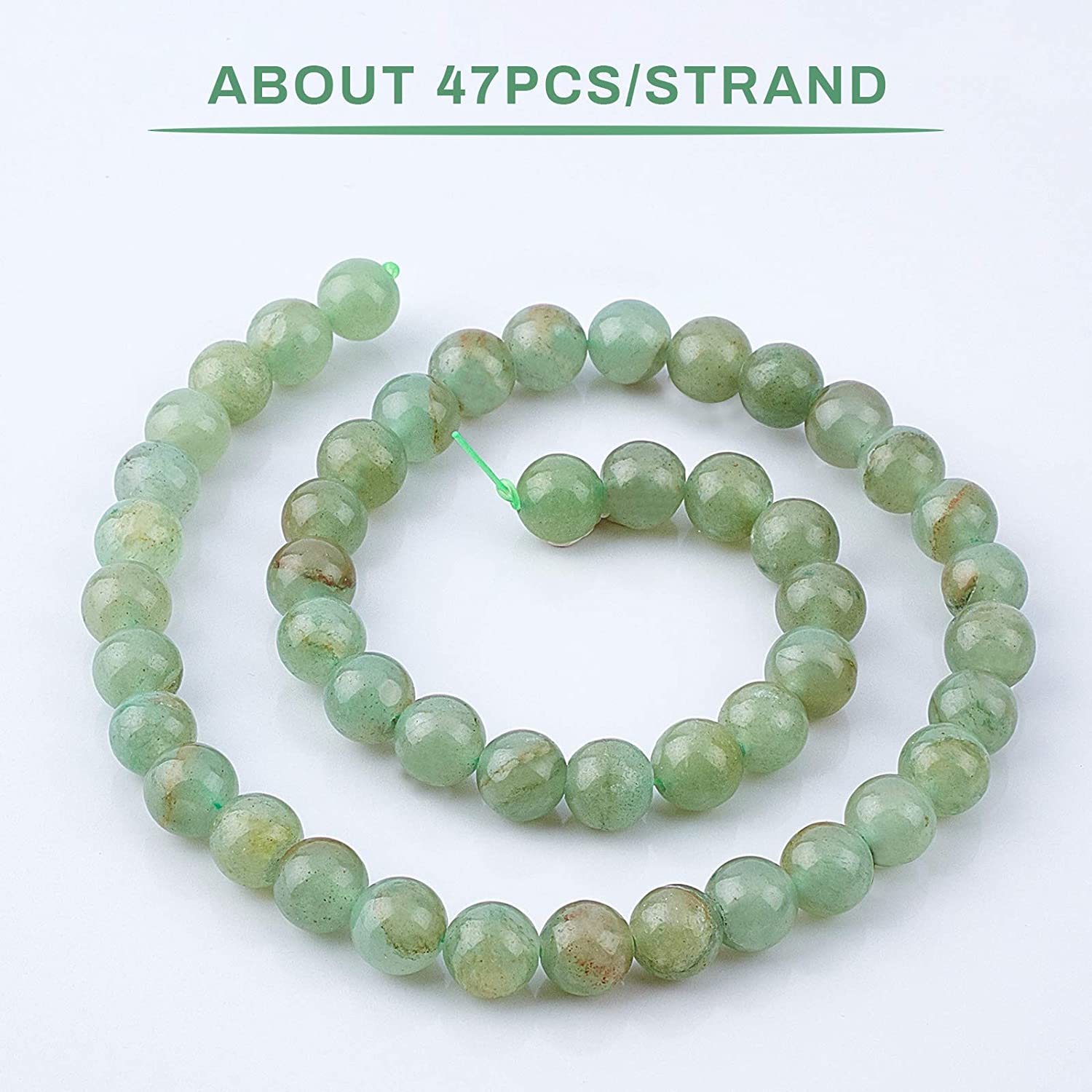 Set 141 Hạt Đá Aventurine 8mm Màu Xanh Lá Tự Nhiên Dùng Làm Trang Sức