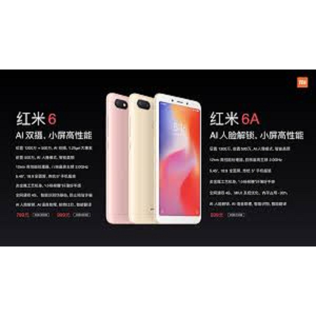 điện thoại Xiaomi Redmi 6a - Redmi 6 A 2sim ram 2G rom 16G mới Chính hãng, Có sẵn Tiếng Việt - BCC 02