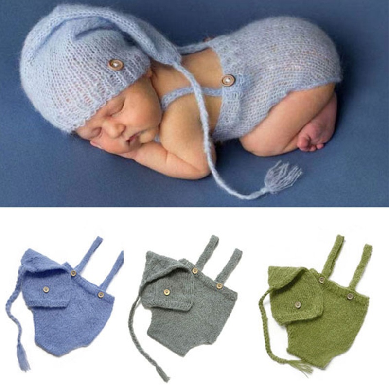 Set 2 Món Đồ Áo Liền Quần + Mũ Beanie Cho Bé Sơ Sinh
