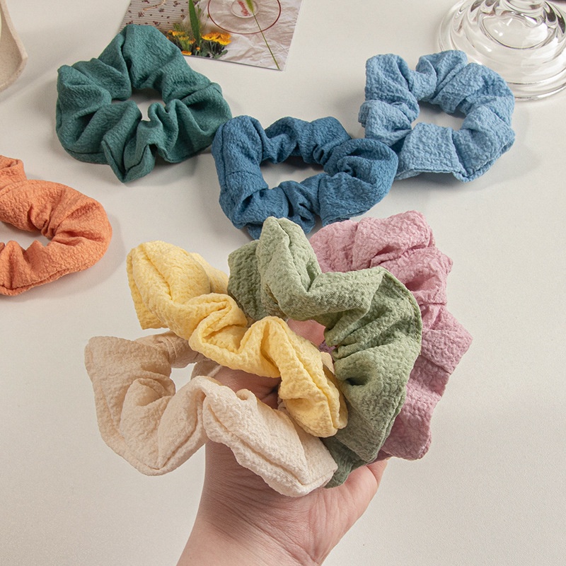 Dây cột tóc voan scrunchies chất gân nhiều màu trơn