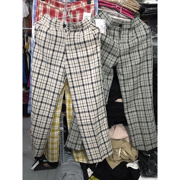 QUẦN CARO ỐNG RỘNG DÁNG DÀI CHẤM GÓT VẢI ĐẸP- ảnh thật shop chụp