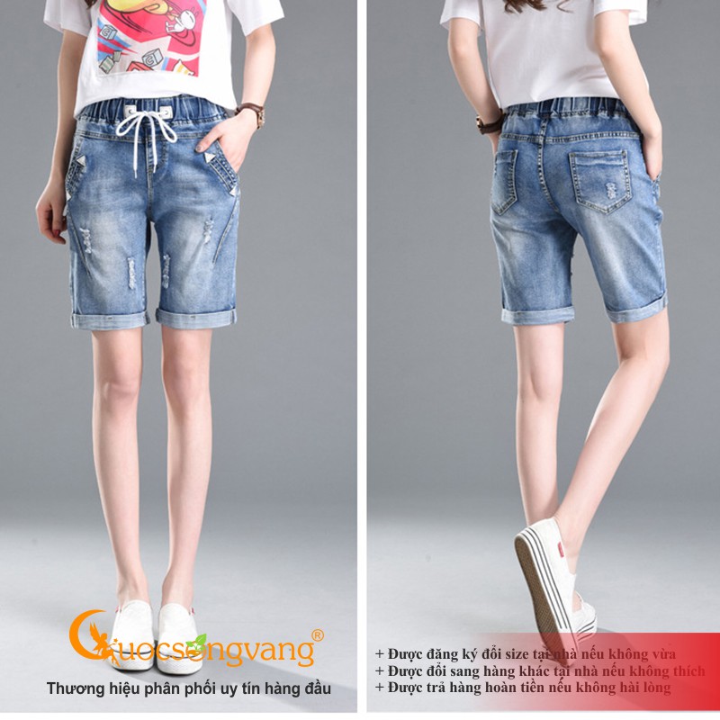 Quần nữ quần short jean nữ lưng thun co giãn GLQ034 Cuocsongvang