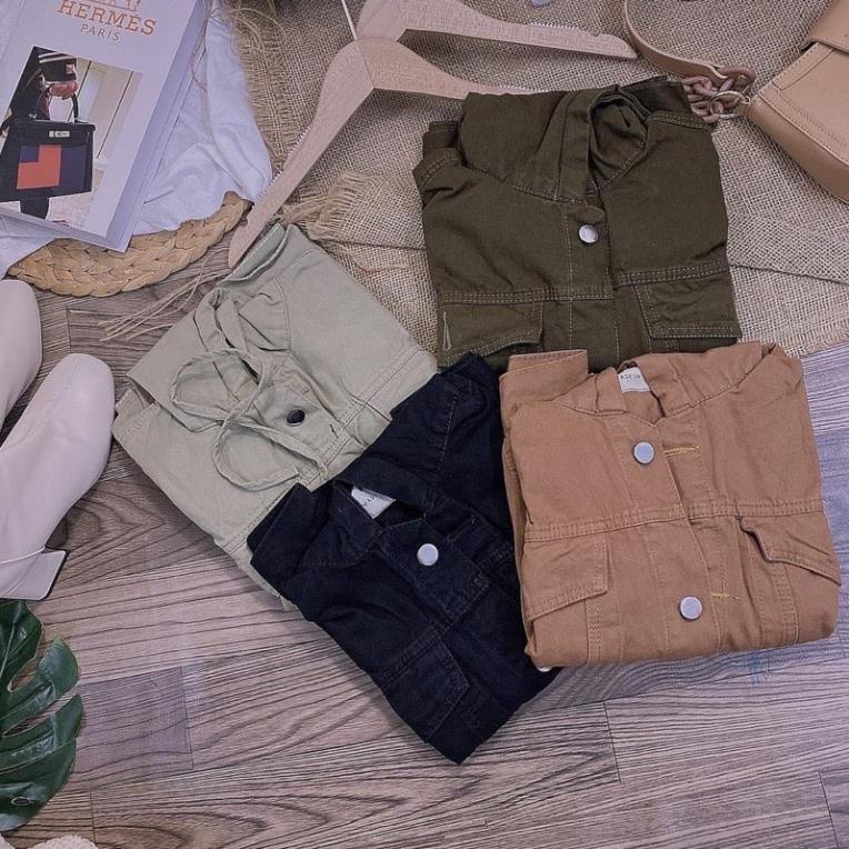 Áo Khoác Kaki Dành Cho Nữ Có Mũ 4 Màu Đen Kem Xanh Rêu Cam Mina