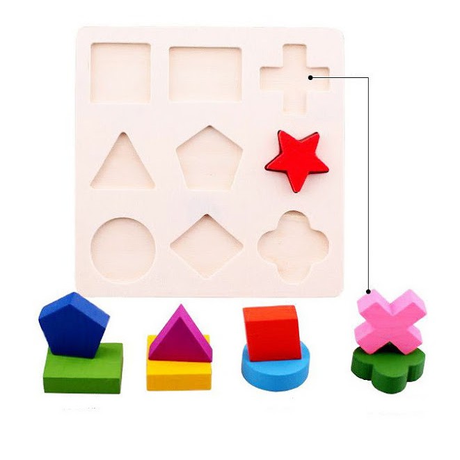 Set 3 Bảng hình học ba chiều, phương pháp giáo dục Montessori Đồ chơi giáo dục