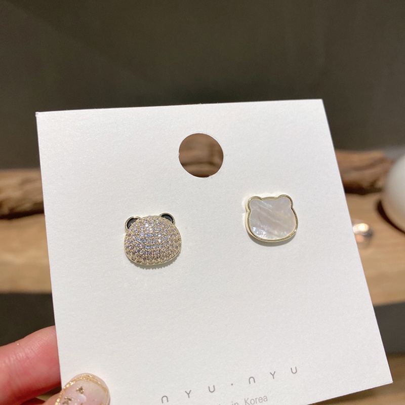 Chất lượng cao Hoa tai gấu không đối xứng Kim cương Hoa tai thời trang sang trọng Hoa tai nữ trang sức mới