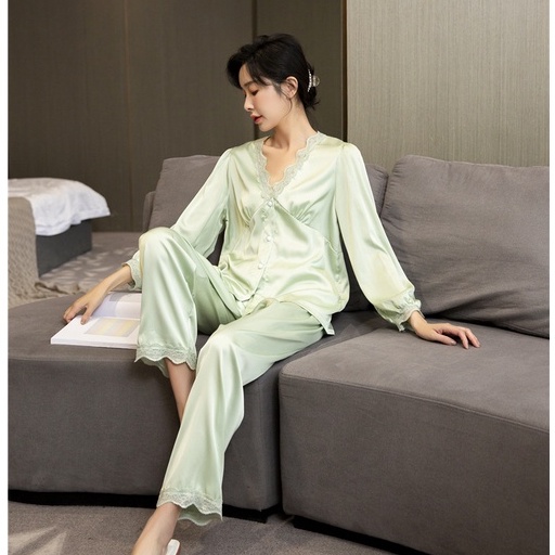 Đồ Bộ Mặc Nhà Pijama Cao cấp Lụa Satin Trơn đẹp IVY660