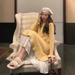 Đầm len đuôi cá phối voan