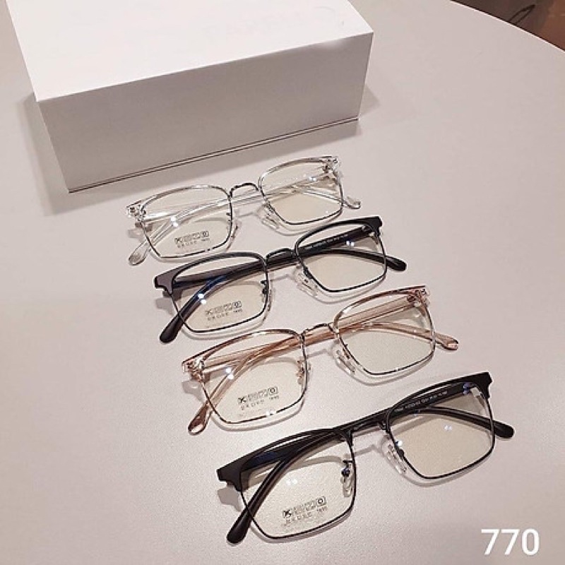 Gọng kính dáng vuông cắt vành nhựa dẻo cho nam nữ - 2723