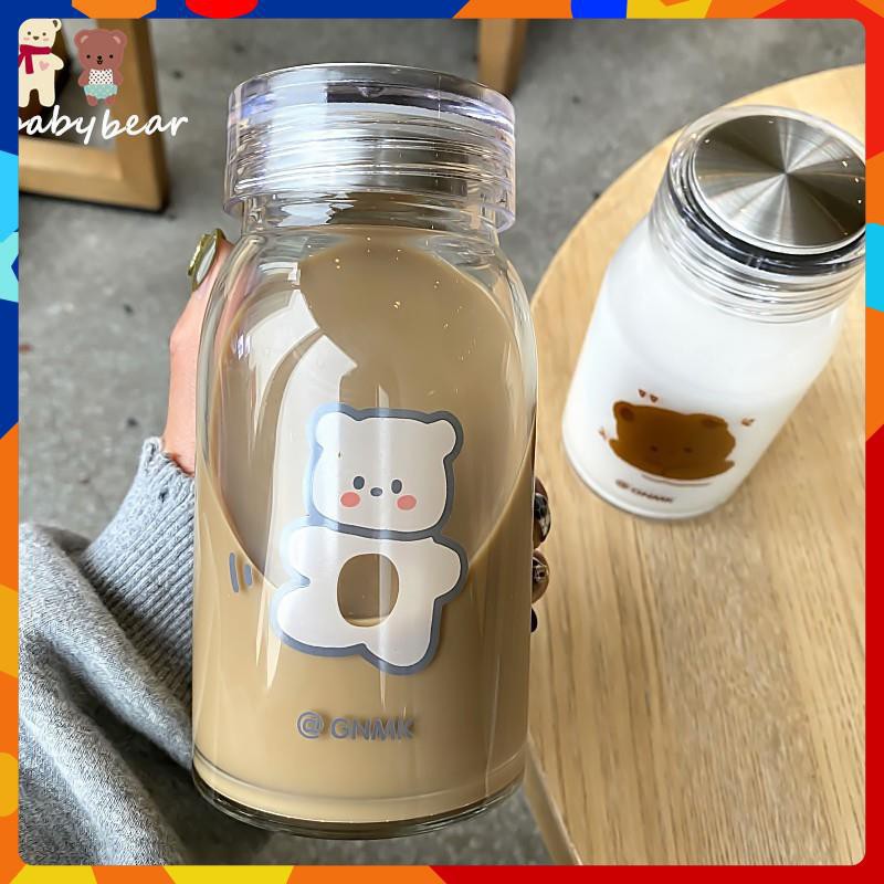 HÀNG CHẤT LƯỢNG - Bình nước thuỷ tinh, Bình đựng nước siêu cute 450ml - Nhà Chi Decor