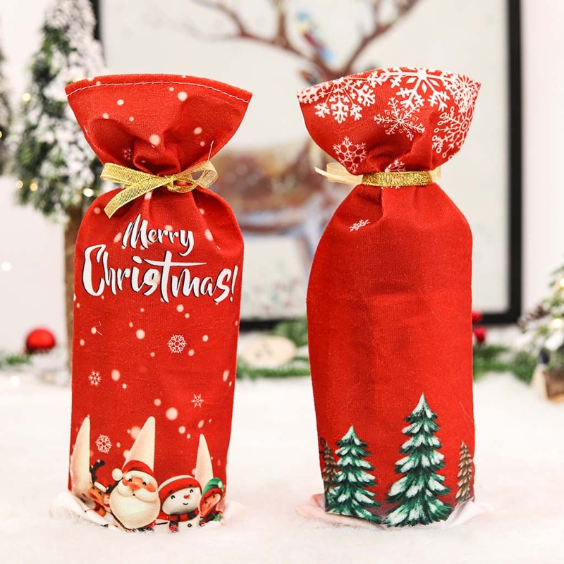 Set 2 Vỏ Bọc Chai Rượu Hoạ Tiết Giáng Sinh Dễ Thương