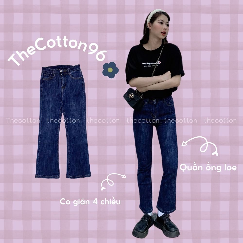 Quần jeans nữ ống loe co giãn quần bò lưng cao ulzzang TheCotton