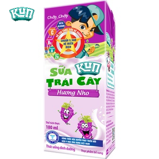 KUN_Sữa Trái Cây hương Nho Thùng 48 Hộp x 180ml