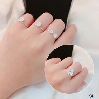 Set nhẫn bạc cỏ 4 lá may mắn