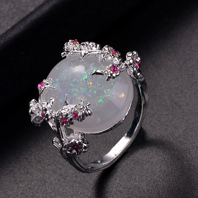 Nhẫn Đính Đá Opal Nhân Tạo Sang Trọng Cá Tính Cho Nữ