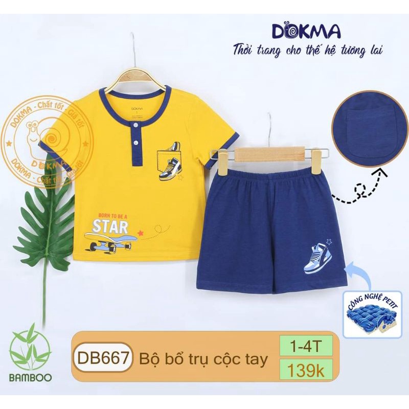 Bộ cộc tay bé trai size 1-4T Dokma